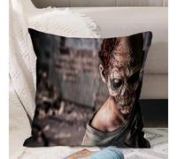 VJIZLOQB Fodera per Cuscino Decorativa Copricuscini,Federe Cuscini Divano, Decorazioni di Natale per Casa, Giardino,spaventoso primo piano di zombie su sfondo scuro nel trucco di Halloween,40x40cm