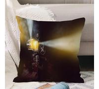 VJIZLOQB Fodera per Cuscino Decorativa Copricuscini,Federe Cuscini Divano, Decorazioni di Natale per Casa, Giardino,vecchio proiettore cinematografico con fumo sullo sfondo di una stanza buia,40x40cm