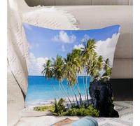 VJIZLOQB Fodera per Cuscino Decorativa Copricuscini,Federe Cuscini Divano, Decorazioni di Natale per Casa, Giardino,Decor Landscape, stampa di destinazione esotica con isola caraibica con pal,40x40cm