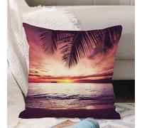 VJIZLOQB Fodera per Cuscino Decorativa Copricuscini,Federe Cuscini Divano, Decorazioni di Natale per Casa, Giardino,Palma, spiaggia tropicale all'ombra al tramonto. Onde dell'oceano. Serenità,50x50cm