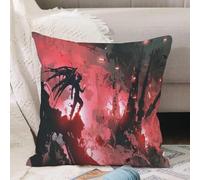 VJIZLOQB Fodera per Cuscino Decorativa Copricuscini,Federe Cuscini Divano, Decorazioni di Natale per Casa, Giardino,diavolo nero in piedi sulle rovine di un edificio contro la città in fiamme,40x40cm