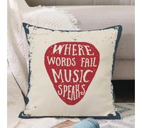 VJIZLOQB Fodera per Cuscino Decorativa Copricuscini,Federe Cuscini Divano, Decorazioni di Natale per Casa, Giardino,Musica rock, dove le parole falliscono la musica parla citazione slogan mus,40x40cm