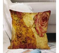 VJIZLOQB Fodera per Cuscino Decorativa Copricuscini,Federe Cuscini Divano, Decorazioni di Natale per Casa, Giardino,Decorazioni di rose, sfondo grunge vintage con violino rosa e nota musicale,50x50cm