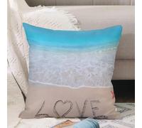 VJIZLOQB Fodera per Cuscino Decorativa Copricuscini,Federe Cuscini Divano, Decorazioni di Natale per Casa, Giardino,amore scritto su una spiaggia tropicale (2),40x40cm
