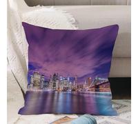 VJIZLOQB Fodera per Cuscino Decorativa Copricuscini,Federe Cuscini Divano, Decorazioni di Natale per Casa, Giardino,Panorama notturno di Manhattan a New York,40x40cm