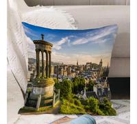 VJIZLOQB Fodera per Cuscino Decorativa Copricuscini,Federe Cuscini Divano, Decorazioni di Natale per Casa, Giardino,Paesaggio urbano, vista aerea della città di Edimburgo, edifici storici, pa,40x40cm