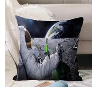 VJIZLOQB Fodera per Cuscino Decorativa Copricuscini,Federe Cuscini Divano, Decorazioni di Natale per Casa, Giardino,La Luna Terra Pianeta A Gli uomini bevono birra Bandiera USA,50x50cm