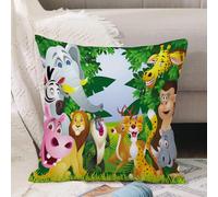 VJIZLOQB Fodera per Cuscino Decorativa Copricuscini,Federe Cuscini Divano, Decorazioni di Natale per Casa, Giardino,Gruppo di animali nella giungla illustrazione,40x40cm