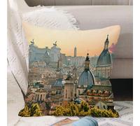 VJIZLOQB Fodera per Cuscino Decorativa Copricuscini,Federe Cuscini Divano, Decorazioni di Natale per Casa, Giardino,Città, vista di Roma da Castel Sant'Angelo Italia monumento storico del Vat,40x40cm