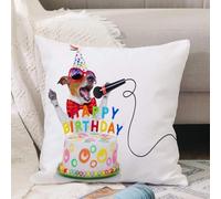 VJIZLOQB Fodera per Cuscino Decorativa Copricuscini,Federe Cuscini Divano, Decorazioni di Natale per Casa, Giardino,cane jack russell a sorpresa che canta una canzone di compleanno come al ka,40x40cm