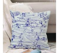 VJIZLOQB Fodera per Cuscino Decorativa Copricuscini,Federe Cuscini Divano, Decorazioni di Natale per Casa, Giardino,Aeroplano, Disegni di aerei antichi, Classico datato, Stile vintage, Jets N,40x40cm