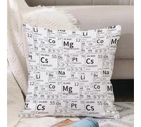 VJIZLOQB Fodera per Cuscino Decorativa Copricuscini,Federe Cuscini Divano, Decorazioni di Natale per Casa, Giardino,Molti elementi chimici dalla tavola periodica in bianco e nero senza soluzi,40x40cm