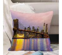 VJIZLOQB Fodera per Cuscino Decorativa Copricuscini,Federe Cuscini Divano, Decorazioni di Natale per Casa, Giardino,Moderno, alba a Manhattan Silhouette con luci spettacolari Scena di New Yor,40x40cm