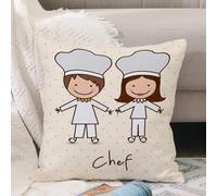 VJIZLOQB Fodera per Cuscino Decorativa Copricuscini,Federe Cuscini Divano, Decorazioni di Natale per Casa, Giardino,Illustrazione di uno chef con un'icona di cuoco in abito illustrazione vett,40x40cm