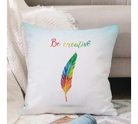 VJIZLOQB Fodera per Cuscino Decorativa Copricuscini,Federe Cuscini Divano, Decorazioni di Natale per Casa, Giardino,Piuma di scrittura vettoriale ad acquerello. Piuma vettoriale colorata. Sil,45x45cm