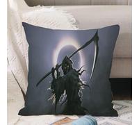 VJIZLOQB Fodera per Cuscino Decorativa Copricuscini,Federe Cuscini Divano, Decorazioni di Natale per Casa, Giardino,La Morte, conosciuta come la Mietitrice, che tiene la falce contro l'ecliss,50x50cm