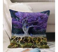 VJIZLOQB Fodera per Cuscino Decorativa Copricuscini,Federe Cuscini Divano, Decorazioni di Natale per Casa, Giardino,Albero della vita rosato-marrone nella notte. La tecnica del dabbing confer,40x40cm