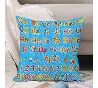 VJIZLOQB Fodera per Cuscino Decorativa Copricuscini,Federe Cuscini Divano, Decorazioni di Natale per Casa, Giardino,Numeri di lettere dell'alfabeto educativo stampati per bambini,40x40cm