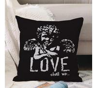 VJIZLOQB Fodera per Cuscino Decorativa Copricuscini,Federe Cuscini Divano, Decorazioni di Natale per Casa, Giardino,slogan d'amore con illustrazione di angelo bambino in pietra,40x40cm