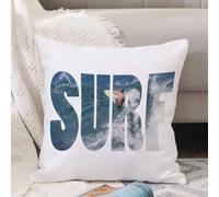 VJIZLOQB Fodera per Cuscino Decorativa Copricuscini,Federe Cuscini Divano, Decorazioni di Natale per Casa, Giardino,Parola SURF cavalcando un'onda gigante dell'oceano alle Hawaii,30x30cm