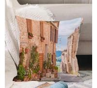 VJIZLOQB Fodera per Cuscino Decorativa Copricuscini,Federe Cuscini Divano, Decorazioni di Natale per Casa, Giardino,centro storico medievale in Toscana Mediterraneo storico villaggio di alta,40x40cm