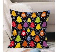 VJIZLOQB Fodera per Cuscino Decorativa Copricuscini,Federe Cuscini Divano, Decorazioni di Natale per Casa, Giardino,Sfondo decorativo colorato senza soluzione di continuità con albero di Nata,40x40cm