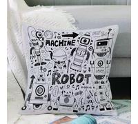 VJIZLOQB Fodera per Cuscino Decorativa Copricuscini,Federe Cuscini Divano, Decorazioni di Natale per Casa, Giardino,Robot, futuristico spazio doodle stile androide fantascienza modello fantas,40x40cm