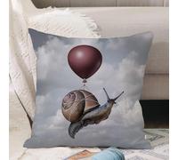 VJIZLOQB Fodera per Cuscino Decorativa Copricuscini,Federe Cuscini Divano, Decorazioni di Natale per Casa, Giardino,Surreale, la lumaca che fluttua nel cielo con un globo a casa è dove,40x40cm