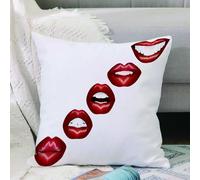 VJIZLOQB Fodera per Cuscino Decorativa Copricuscini,Federe Cuscini Divano, Decorazioni di Natale per Casa, Giardino,Bacio, labbra rosse luminose sorridenti Bacio Rossetto sexy Bocca Mimica Co,40x40cm
