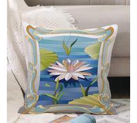 VJIZLOQB Fodera per Cuscino Decorativa Copricuscini,Federe Cuscini Divano, Decorazioni di Natale per Casa, Giardino,Art Nouveau, Lotus on The Water Barocco Avanguardia Stilizzato Classico Arc,50x50cm