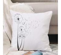 VJIZLOQB Fodera per Cuscino Decorativa Copricuscini,Federe Cuscini Divano, Decorazioni di Natale per Casa, Giardino,Dente di leone, semi di tarassaco monocromatici che soffiano nel vento, tem,40x40cm