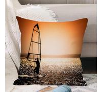 VJIZLOQB Fodera per Cuscino Decorativa Copricuscini,Federe Cuscini Divano, Decorazioni di Natale per Casa, Giardino,silhouette di windsurfista su uno sfondo di tramonto - disponibile la versi,30x30cm