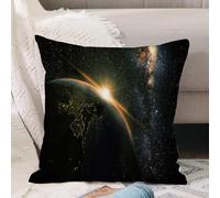 VJIZLOQB Fodera per Cuscino Decorativa Copricuscini,Federe Cuscini Divano, Decorazioni di Natale per Casa, Giardino,Insieme di galassie, alba sul pianeta Terra dallo spazio con stelle e,40x40cm
