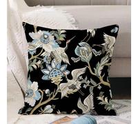 VJIZLOQB Fodera per Cuscino Decorativa Copricuscini,Federe Cuscini Divano, Decorazioni di Natale per Casa, Giardino,Floreale Elegante Fiore Vintage ConsapevoleAsiatico Gru Crisantemo,40x40cm