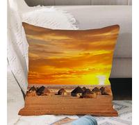 VJIZLOQB Fodera per Cuscino Decorativa Copricuscini,Federe Cuscini Divano, Decorazioni di Natale per Casa, Giardino,Decorazione murale moderna, paesaggio africano di una piccola città con ori,40x40cm