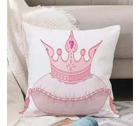 VJIZLOQB Fodera per Cuscino Decorativa Copricuscini,Federe Cuscini Divano, Decorazioni di Natale per Casa, Giardino,Regina, stile cartone animato Corona da principessa rosa carina su Fairy Ta,40x40cm