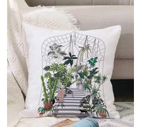 VJIZLOQB Fodera per Cuscino Decorativa Copricuscini,Federe Cuscini Divano, Decorazioni di Natale per Casa, Giardino,Concetto di serra da piantare. Giardino in vetro, fiori in serra e piante i,40x40cm