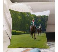 VJIZLOQB Fodera per Cuscino Decorativa Copricuscini,Federe Cuscini Divano, Decorazioni di Natale per Casa, Giardino,Decorazione della caverna dell'uomo, diversi cavalli da corsa con fantini,40x40cm