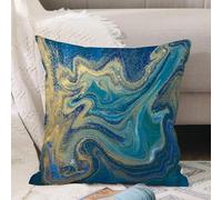 VJIZLOQB Fodera per Cuscino Decorativa Copricuscini,Federe Cuscini Divano, Decorazioni di Natale per Casa, Giardino,Marmo liquido inchiostro marmo astratto modello acquamarina pietra naturale,40x40cm