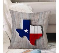 VJIZLOQB Fodera per Cuscino Decorativa Copricuscini,Federe Cuscini Divano, Decorazioni di Natale per Casa, Giardino,Immagine dettagliata e colorata della mappa e della bandiera del Texas su c,40x40cm