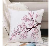 VJIZLOQB Fodera per Cuscino Decorativa Copricuscini,Federe Cuscini Divano, Decorazioni di Natale per Casa, Giardino,Ramo di un ciliegio in fiore isolato su uno sfondo bianco,40x40cm