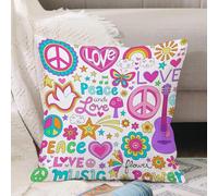 VJIZLOQB Fodera per Cuscino Decorativa Copricuscini,Federe Cuscini Divano, Decorazioni di Natale per Casa, Giardino,Peace Love and a Dove Flower Power Groovy Set di quaderni psichedelici scar,45x45cm