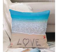 VJIZLOQB Fodera per Cuscino Decorativa Copricuscini,Federe Cuscini Divano, Decorazioni di Natale per Casa, Giardino,amore scritto su una spiaggia tropicale,40x40cm
