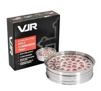 VJR Vassoio per comunione in acciaio inossidabile per chiesa, Set di vassoi per comunione | Forniture per comunione | Vassoio per servire bevande per la santa comunione senza coperchio, set 1, argento