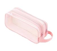 Vjsujehgy 1 PC Grid Mesh Pencil Case Clear Pencil Pouch Borsa Trucco Trasparente per Teen Student College Pink