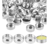 Vjsujehgy 1 Set di Barattoli di Candele Vuoti, Barattoli di Candele con Stoppini di Cotone, Barattoli di Candele Vuoti Rotondi in Alluminio, per Candele di DIY