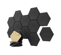 Vjsujehgy 12 Pezzi Acustici Sound, 12 X 10 X 0,4 Pollici Fonoassorbenti Esagonali Autoadesivi, per Camera da Letto, Casa, Studio Nero