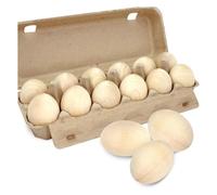 Vjsujehgy 12 Pezzi di Uova di Legno Finte Uova di Pasqua Dipinte Uova di Legno Finte Non Verniciate per, Decorazione Pasquale Facile Installazione Facile da Usare Colore del Legno