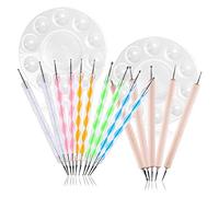 Vjsujehgy 15PZ Strumenti di Punteggiatura + 2 Pezzi Tavolozze Rotonde DOT Penna Strumento Kit di Verniciatura per Vasellame per Argilla Ceramica Modellazione Goffratura Nail Art