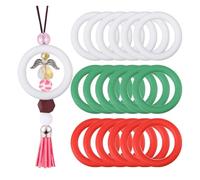 Vjsujehgy 18 O-Ring in Silicone con Perline Anelli Rotondi da 65 mm con 2 Fori per Collana, Braccialetto DIY per Realizzare Ornamenti Natalizi